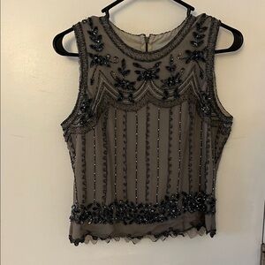 Like New Embellished Black Sleeveless Top